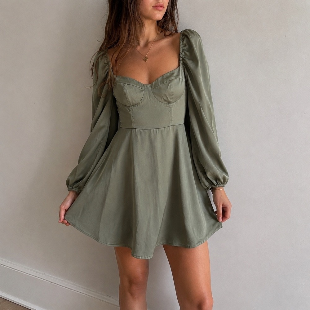 Altard State Sage Green Mini Dress Smocked‎ Back Small Fairycore
